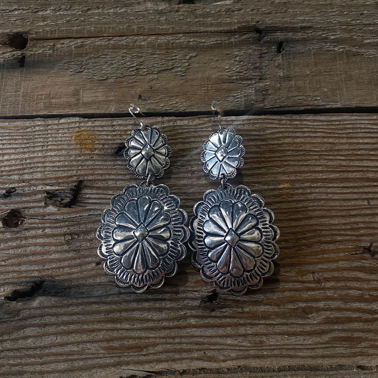 Fleming – Paire De Conchos Argent Sterling Superposés 1,75'', Bord De Corde, Fait Main